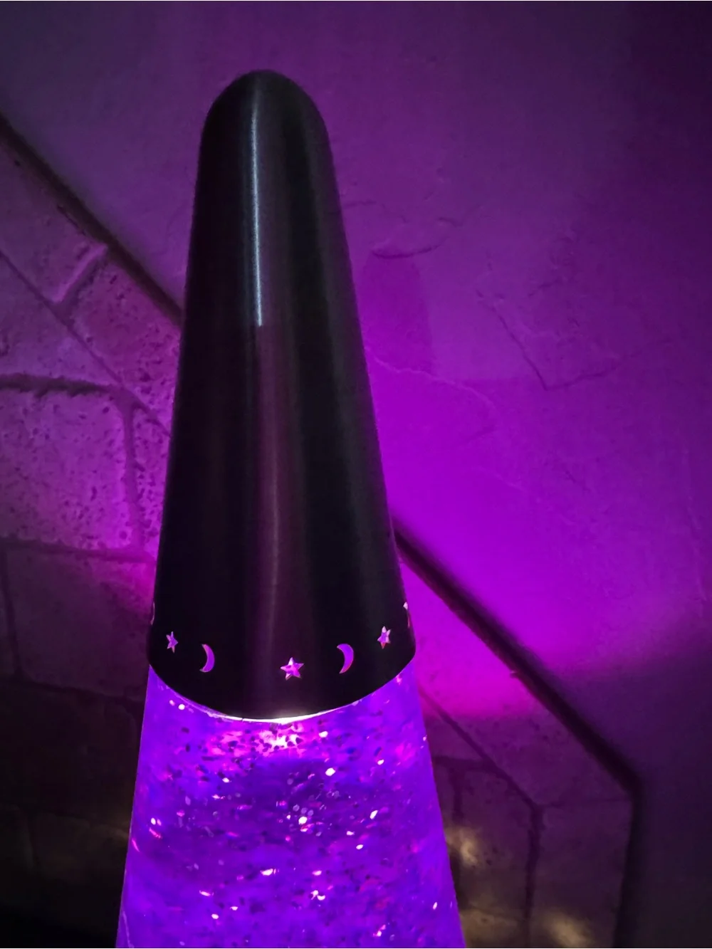 Vintage Original Lava Lite Wizard Glitter Lamp Purple Liquid Moon  Stars Works!